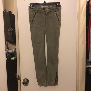 Hollister green zip ankle jeans